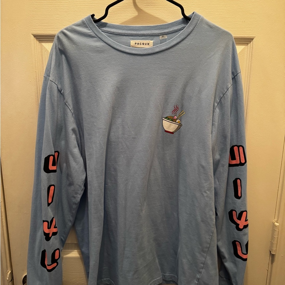 PACSUN Blue And Pink Long Sleeve Graphic Tee